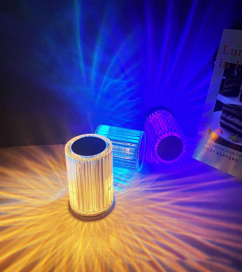 Portable USB Rechargeable RGB Lighting Crystal Touch Control Table Lamp