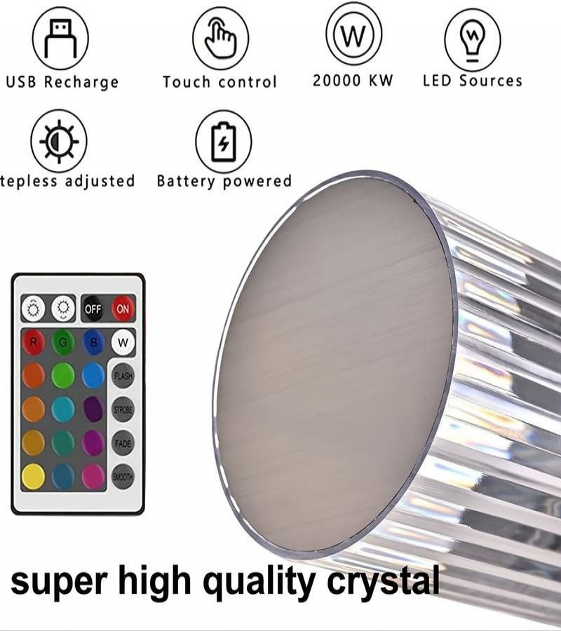 Portable USB Rechargeable RGB Lighting Crystal Touch Control Table Lamp