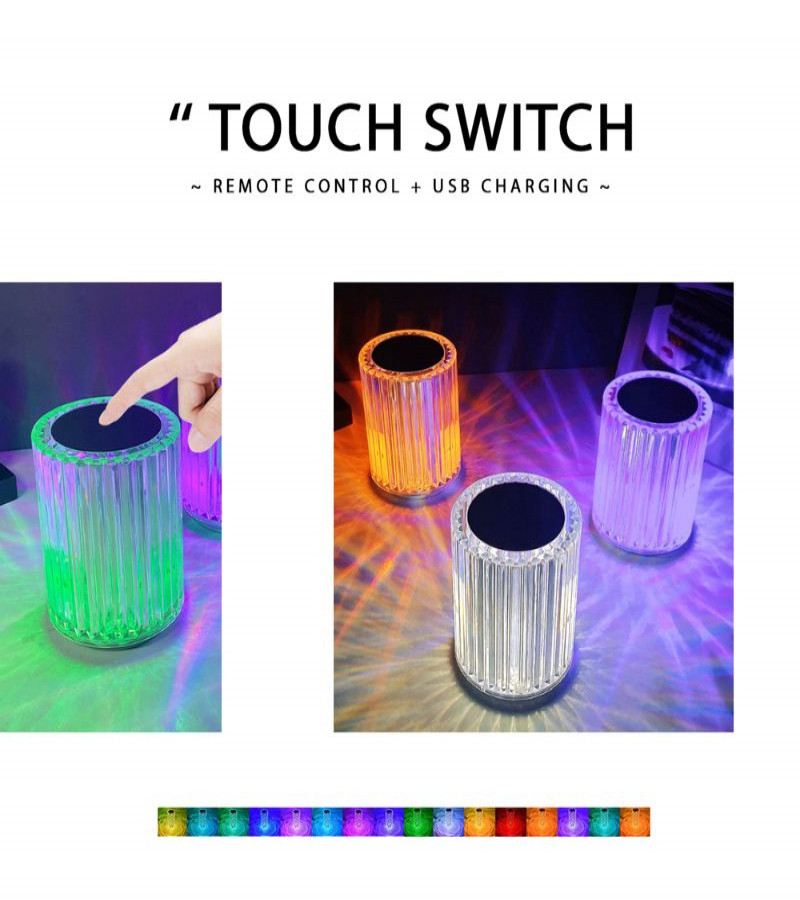 Portable USB Rechargeable RGB Lighting Crystal Touch Control Table Lamp