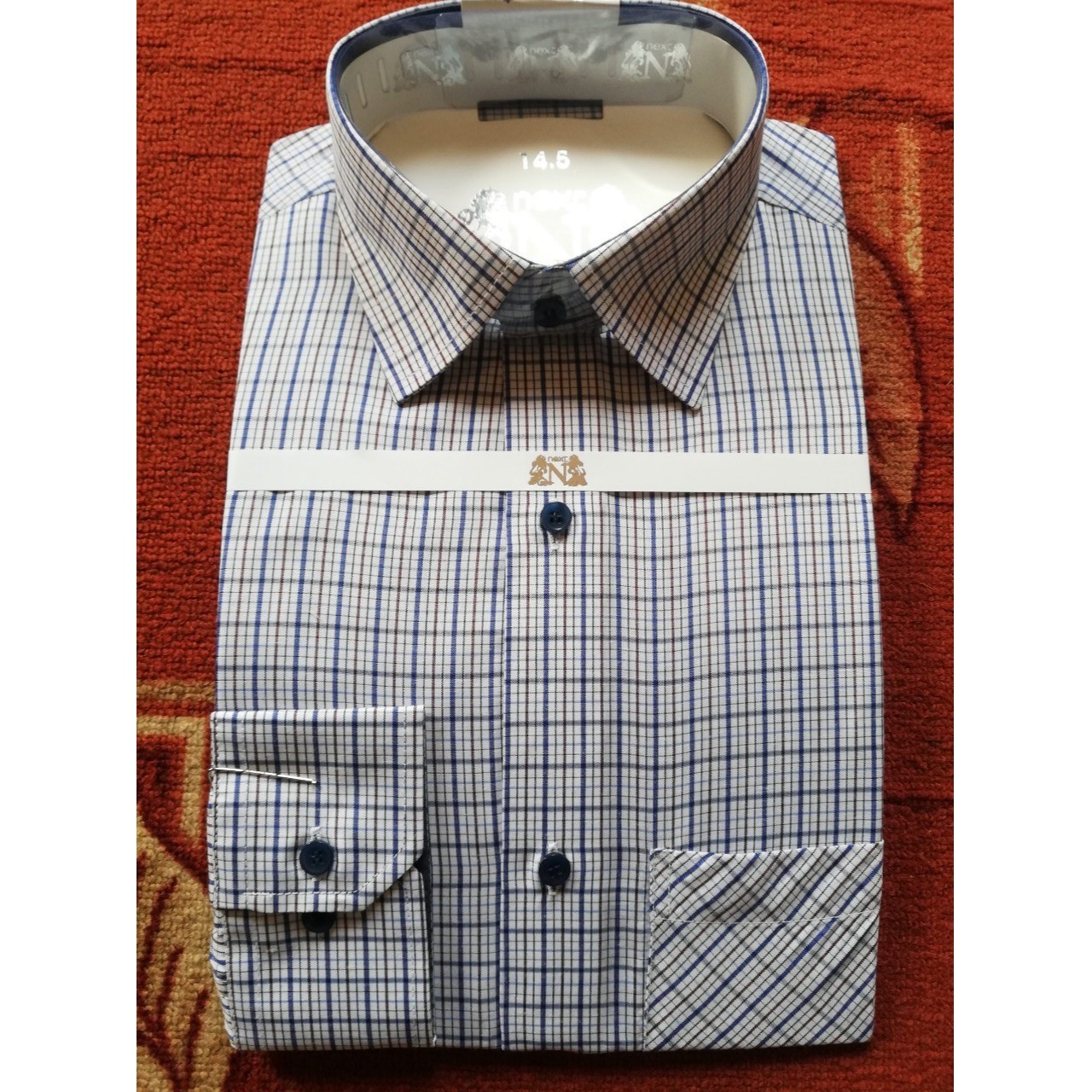 Small Multi-Check Formal Shirt For Men - Blue Grey & Brown