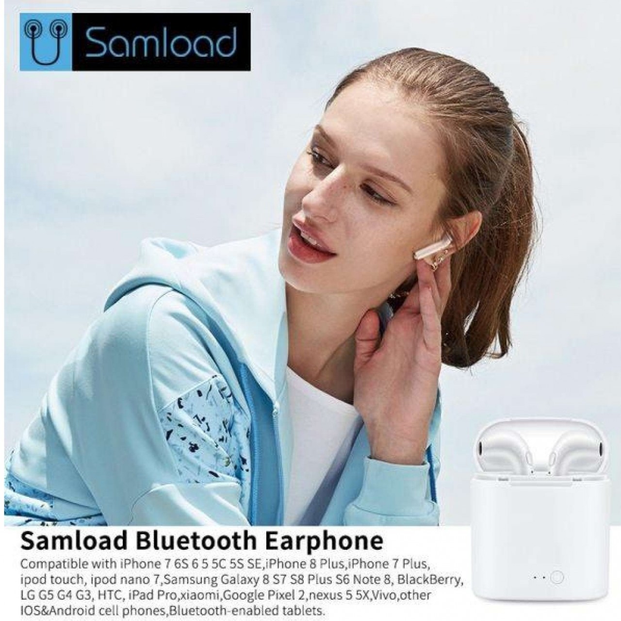Bluetooth Headset I7 - Sports Headphones With Charging Kit Mini In-Ear Headphone