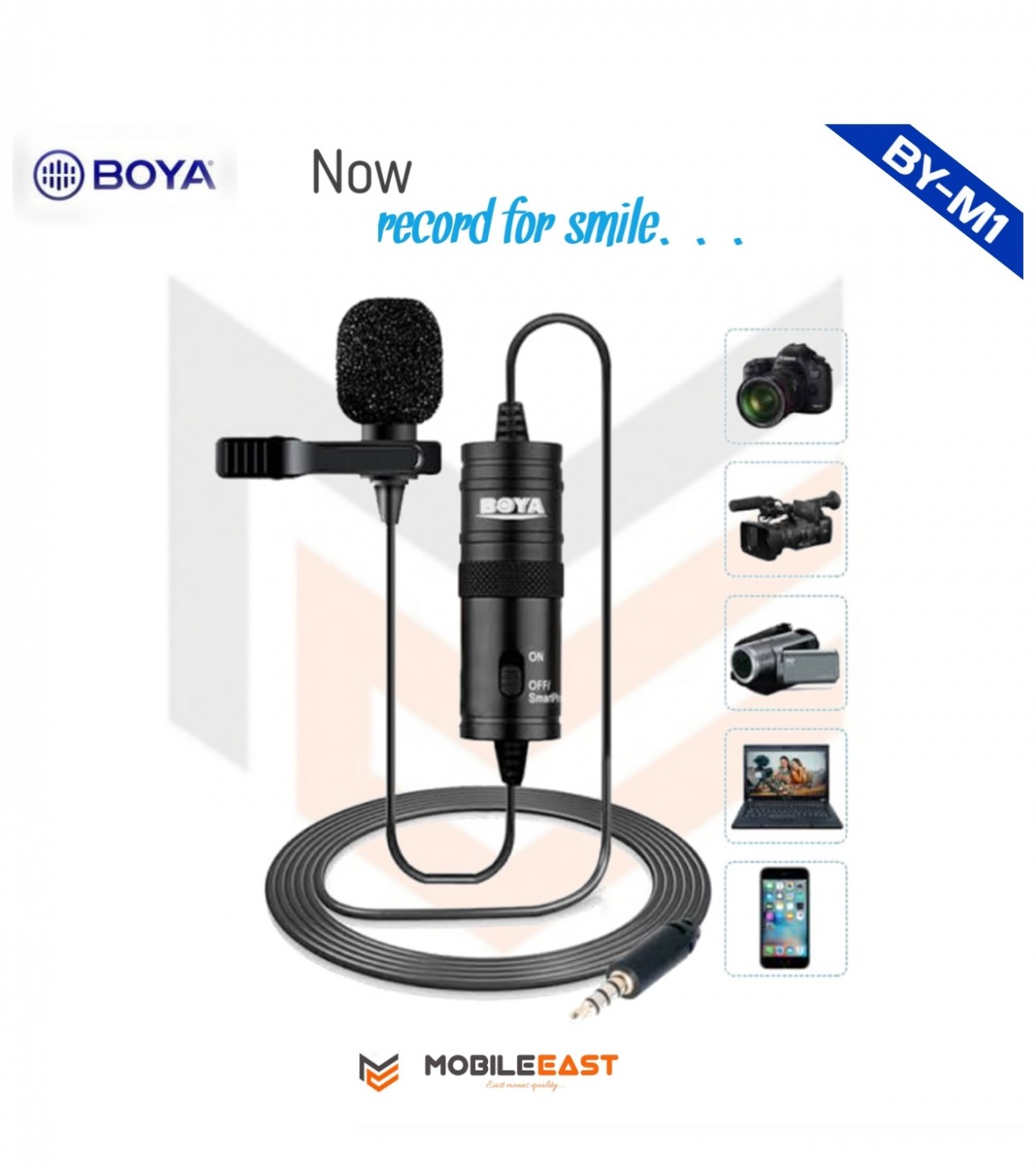 BOYA BY-M1 LAVALIER MICROFONE 3.5MM MICROPHONE FOR AUDIO RECORDER / IPHONE DSLR