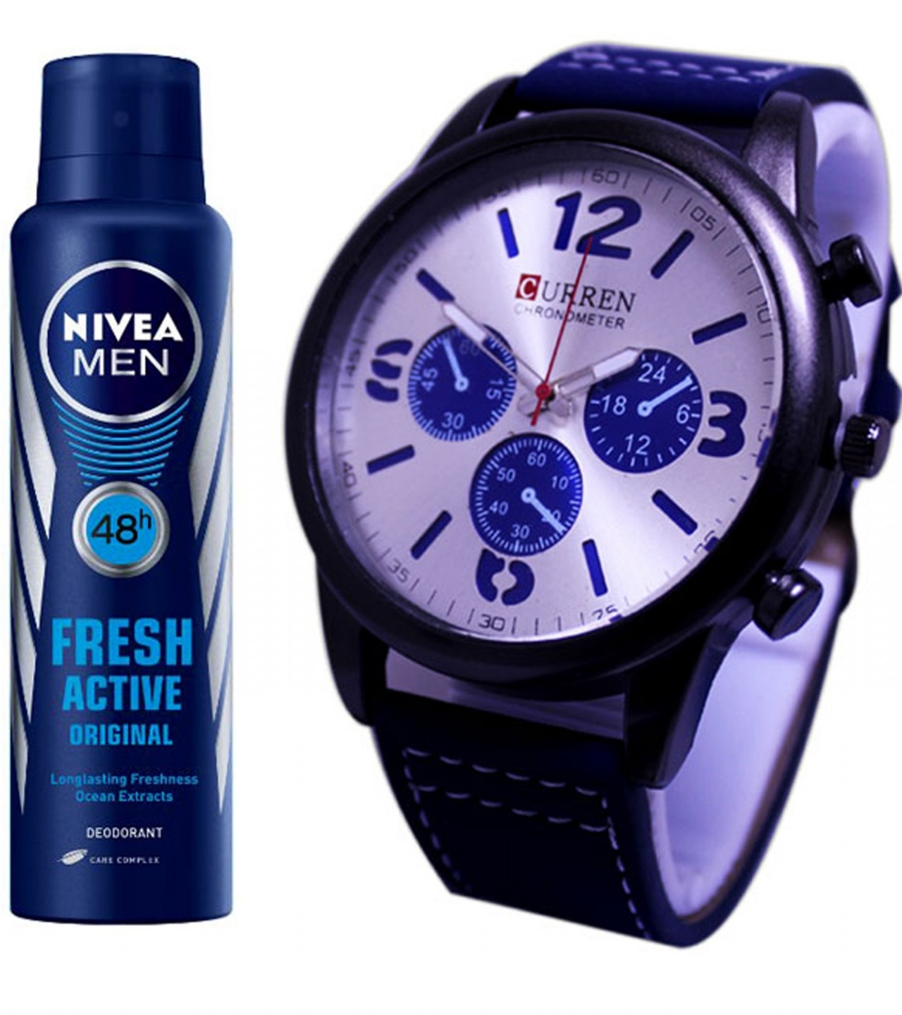 Buy Analog Watch & Get Free Nivea Fresh Active Body Spray for Men - 150 ml
