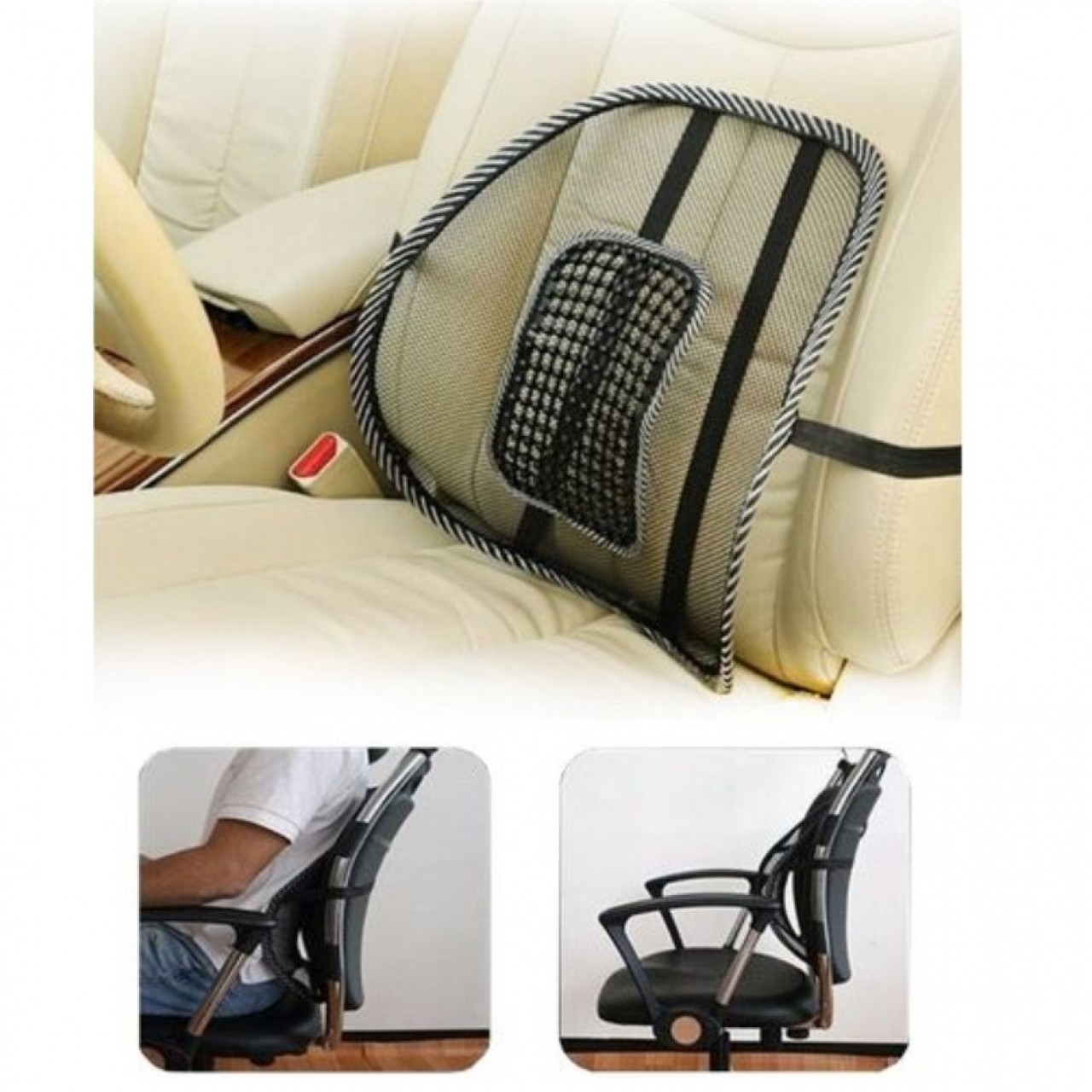 Car Seat Back Support Massage Cushion Mesh Relief Lumbar Brace Car Office Home