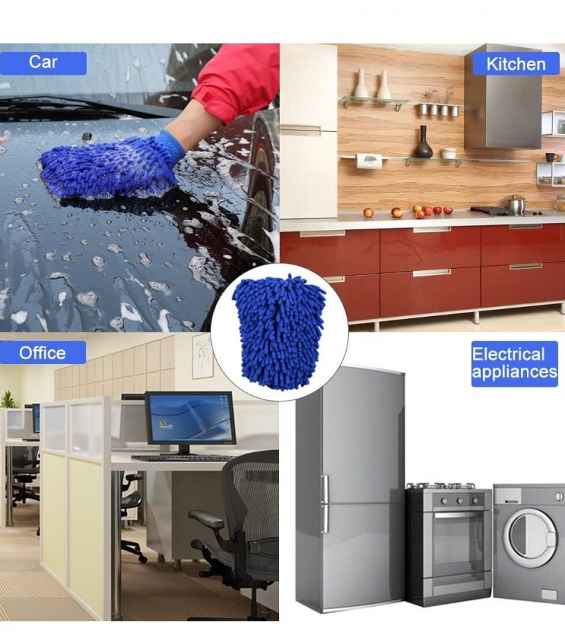 Car Wash Gloves Easy Microfiber Car Sponge Wash Cloth Cleaning Kitchen Glove - Multi