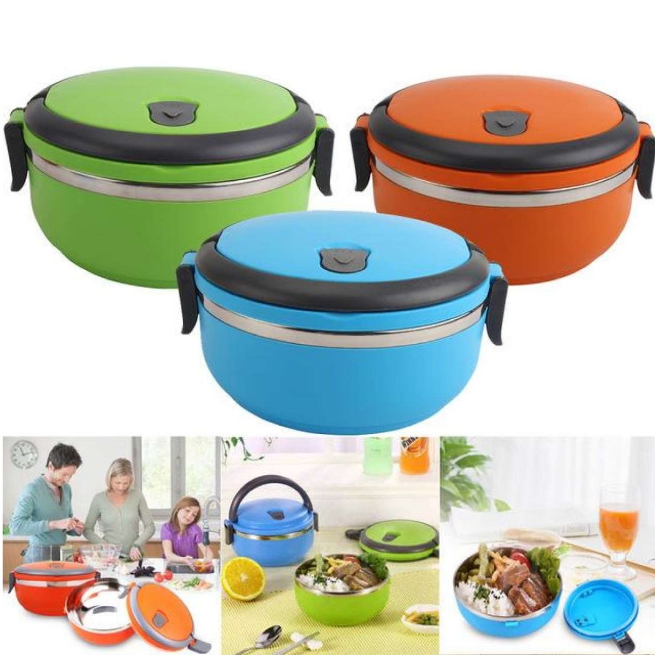 1 Layer Lunch Box Round Stainless Steel For Office, School, Collages, University & Home Use