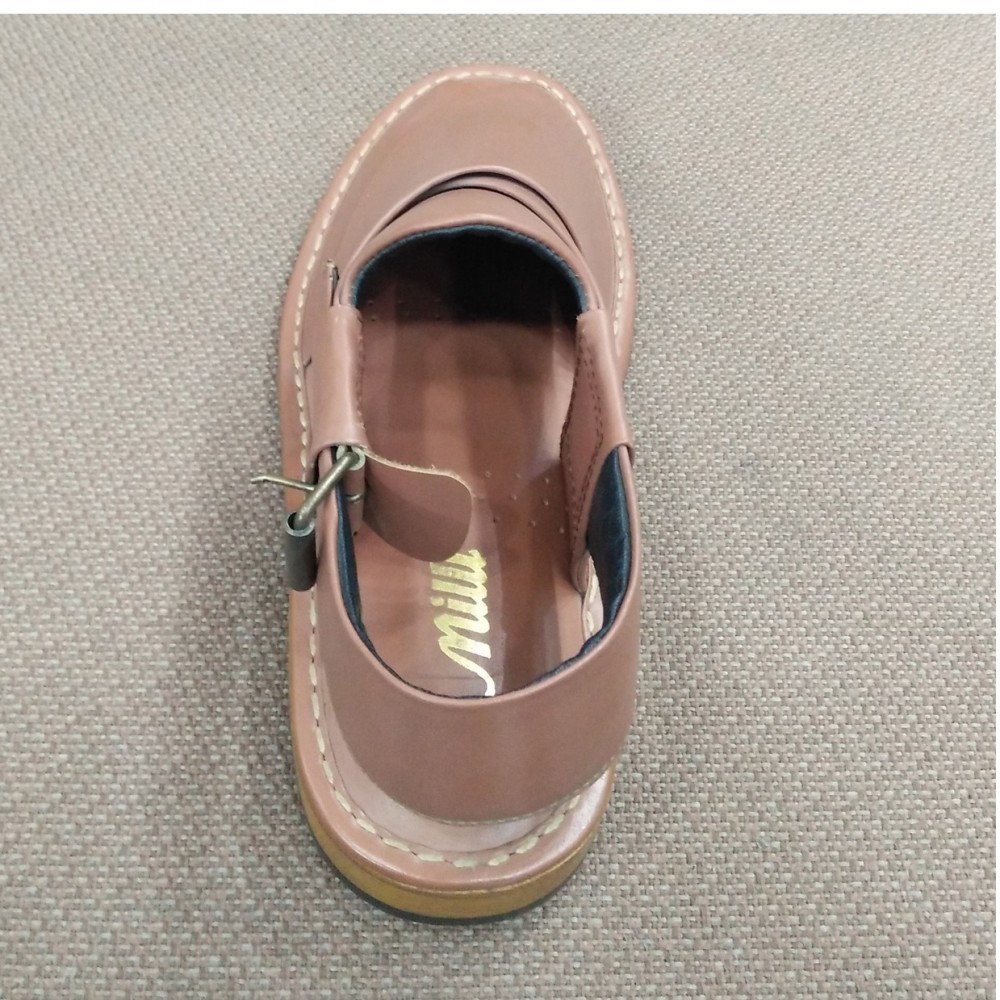 Milli Shoes All Leather Peshawari Chappal For Men -Brown -6 to 11