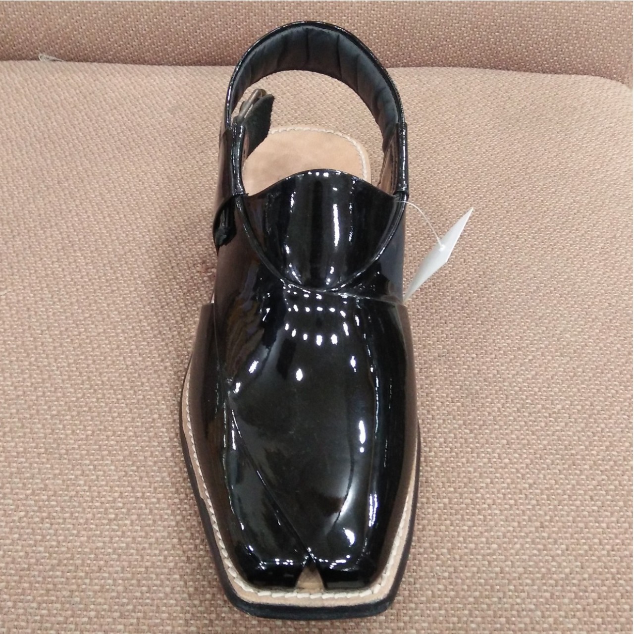 MilliShoes All Leather Black Shine Peshawari Chappal For Men -6 to 11