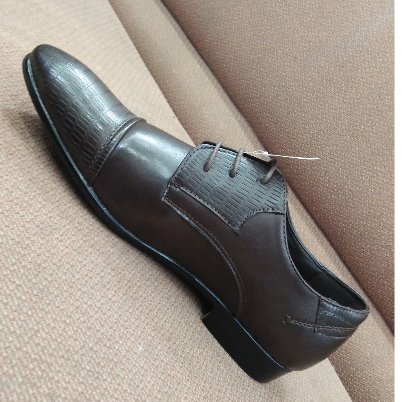 Imported Quality AllLeather FashionableShoesWith Laces For Men -Brown -6 to 11