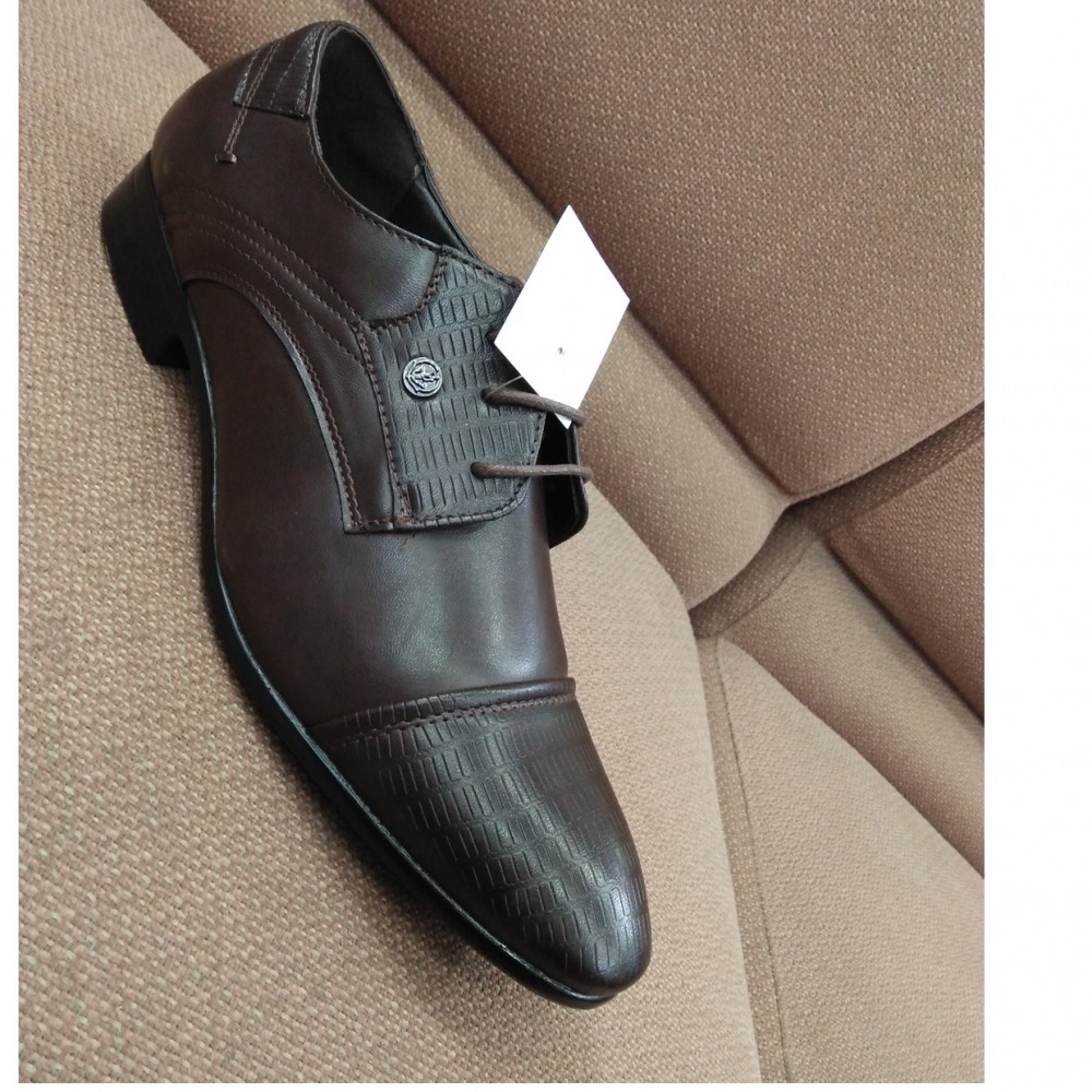 Imported Quality AllLeather FashionableShoesWith Laces For Men -Brown -6 to 11