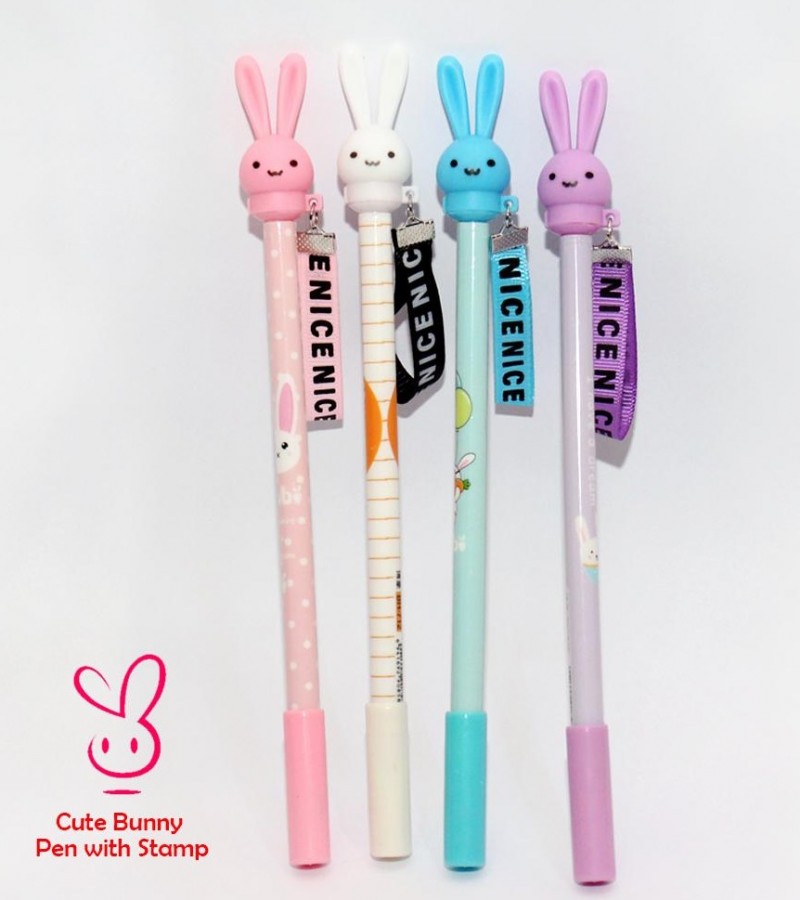 Cute Rabbit Bunny Gel Pen with Stamp for,Students,Gifts,School,Office Stationery