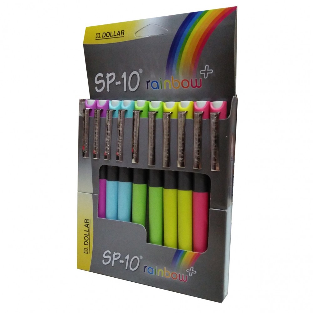 Dollar Sp-10 Rainbow Ink Pen Box For Students - 10 Pieces