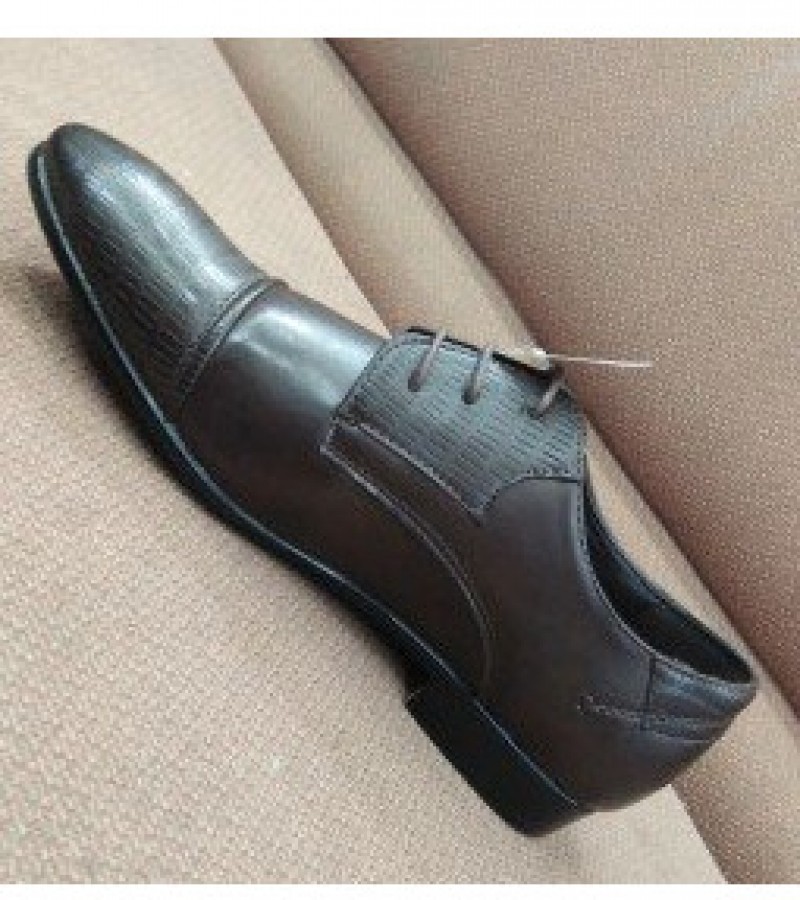 Imported Quality ClassicLeather ShoesWith Laces For Men -Black -6 to 11