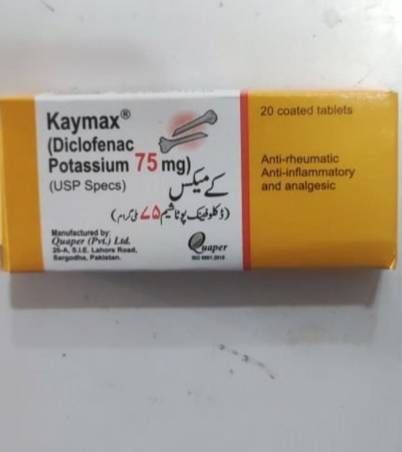 KAYMAX 75MG TABLETS ( DICLOFANAC POTTASIUM ) PERFECT PAINKILLER.