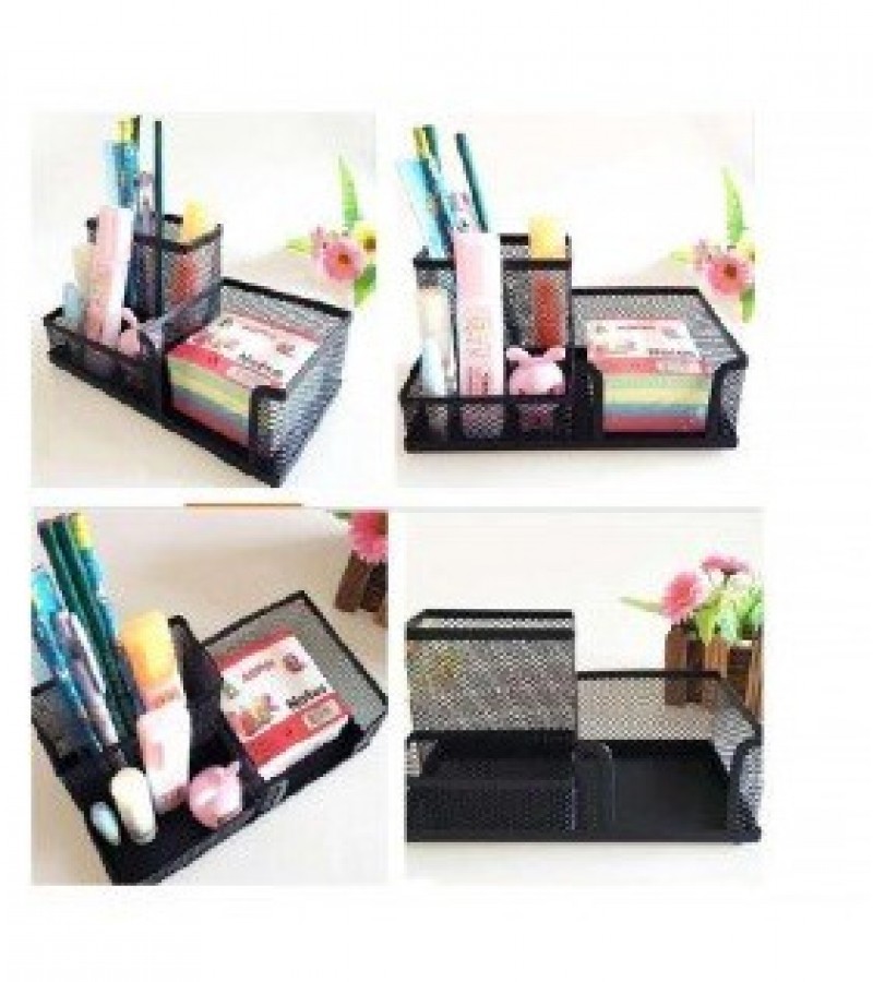 Metal Pen Stand Mesh Style Stationary Holder, Pen Stand, Desk Organizer - Black