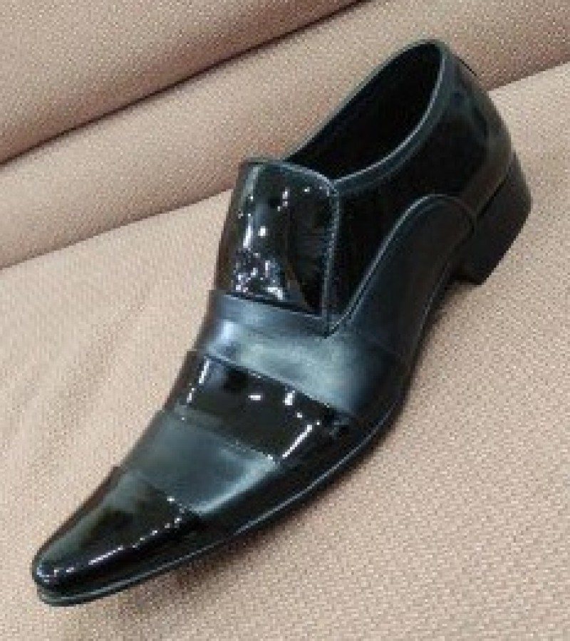 Milli Fashionable All Leather Shiny Shoes For Men -Black -6 to 11