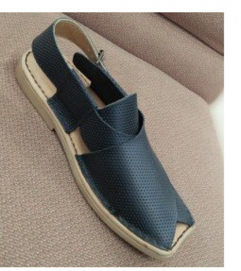 Milli Shoes Fashionable Leather Peshawari Chappal For Men - Black - 6 to 11