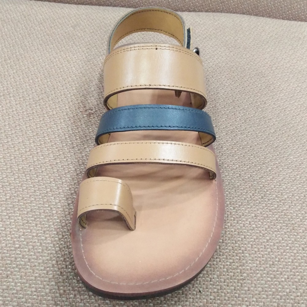 Milli Shoes Fashionable Leather Thumb Sandals For Men - Beige - 6 to 11