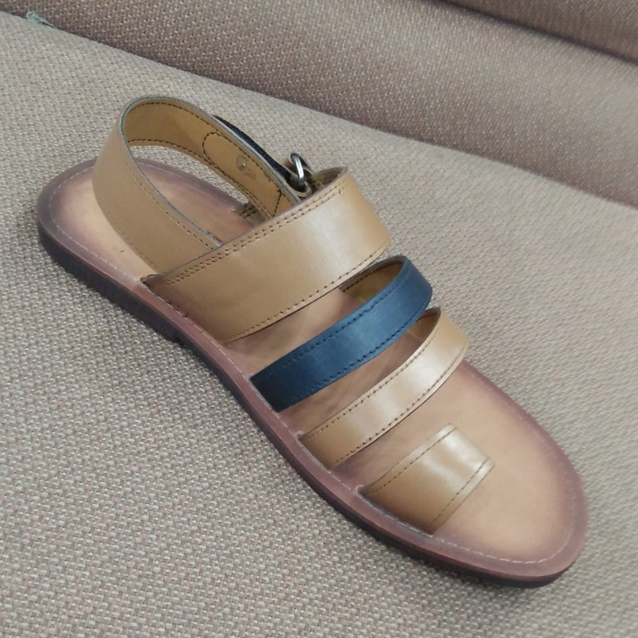 Milli Shoes Fashionable Leather Thumb Sandals For Men - Beige - 6 to 11