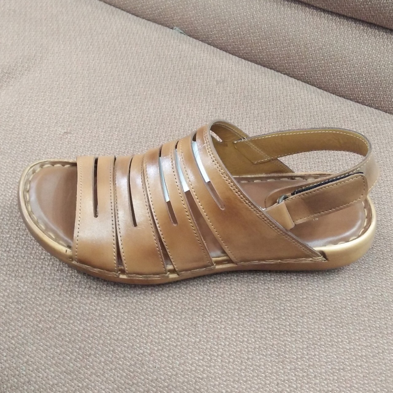 Milli Shoes Leather Sandals For Men - Beige - 6 to 11