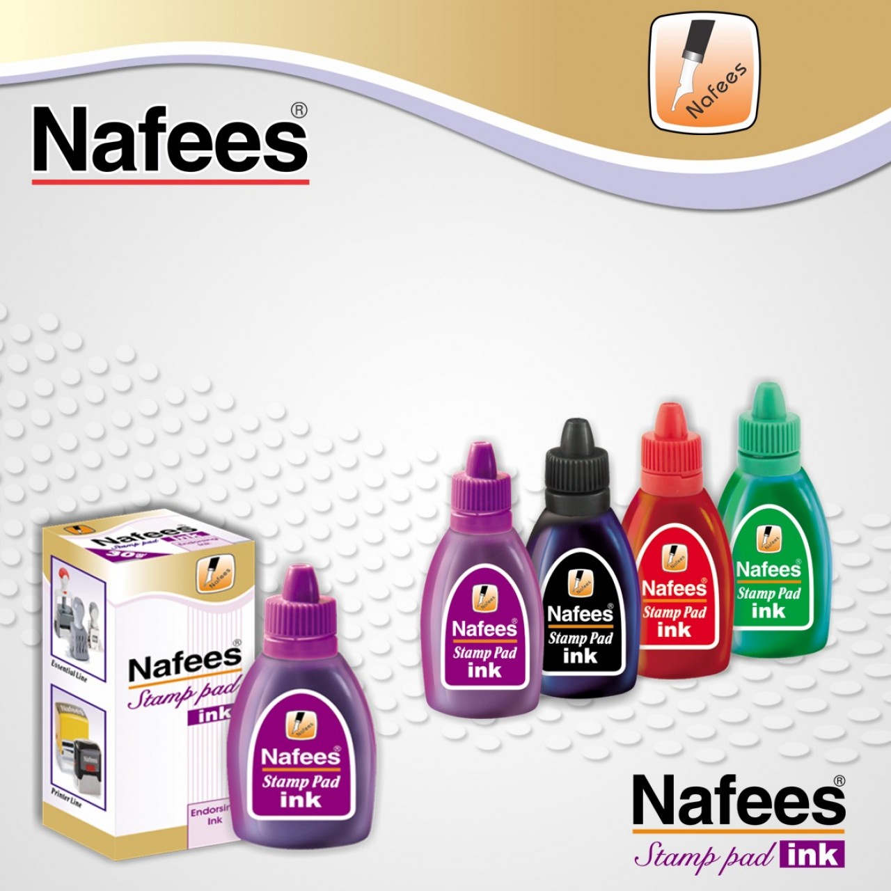 Nafees Universal Stamp Pad Ink 30ml - Violet 12Pcs/Box