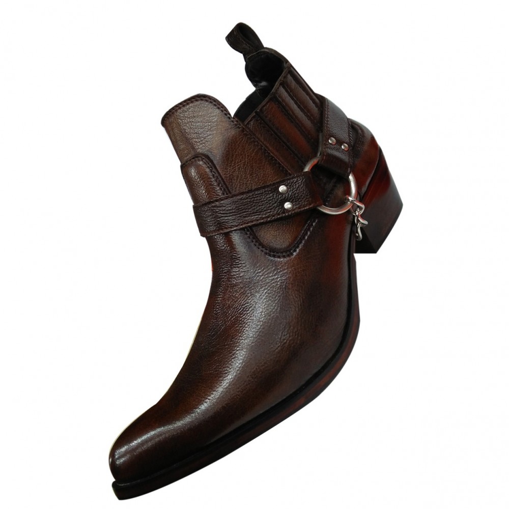 Dark Brown Leather Western Cowboy Boots 