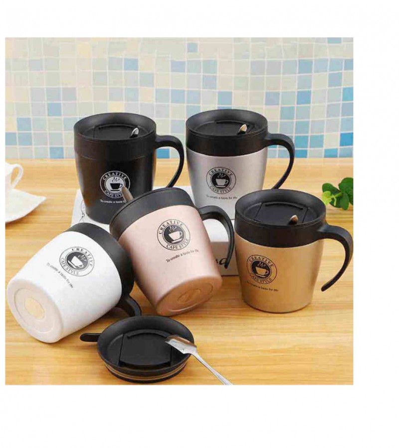 Coffee Mugs Creative Coffee Travel Cup With Lid Spoon