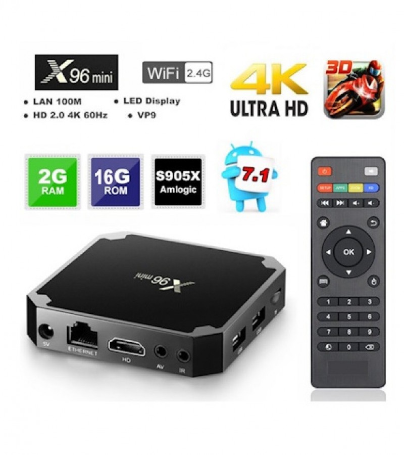 Android Smart TV Box X96 Mini Quad Core 2g+16g Android 7.1.2 & 9.0