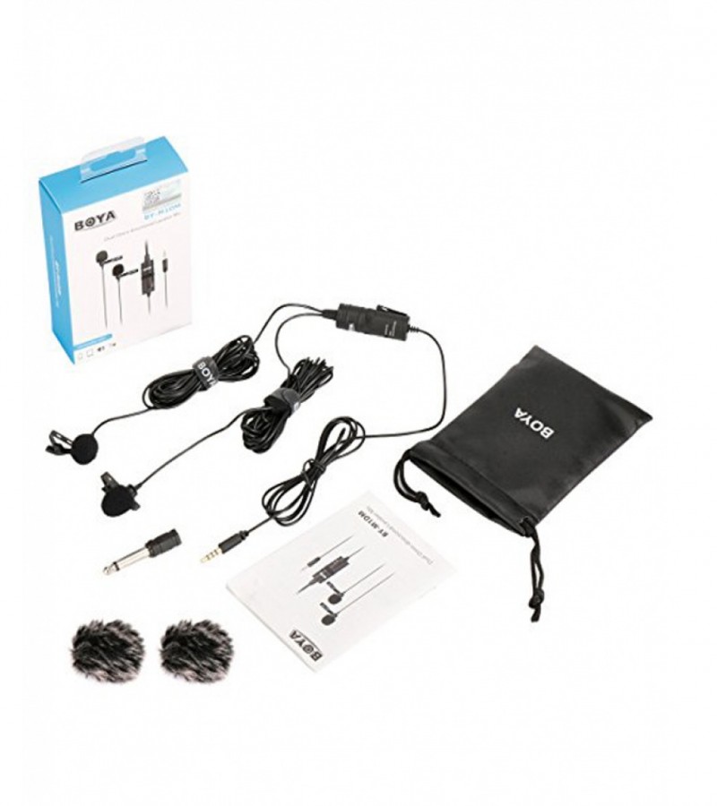 Boya BY-M1DM Dual Lavalier Universal Omni-Directional Microphone - Black