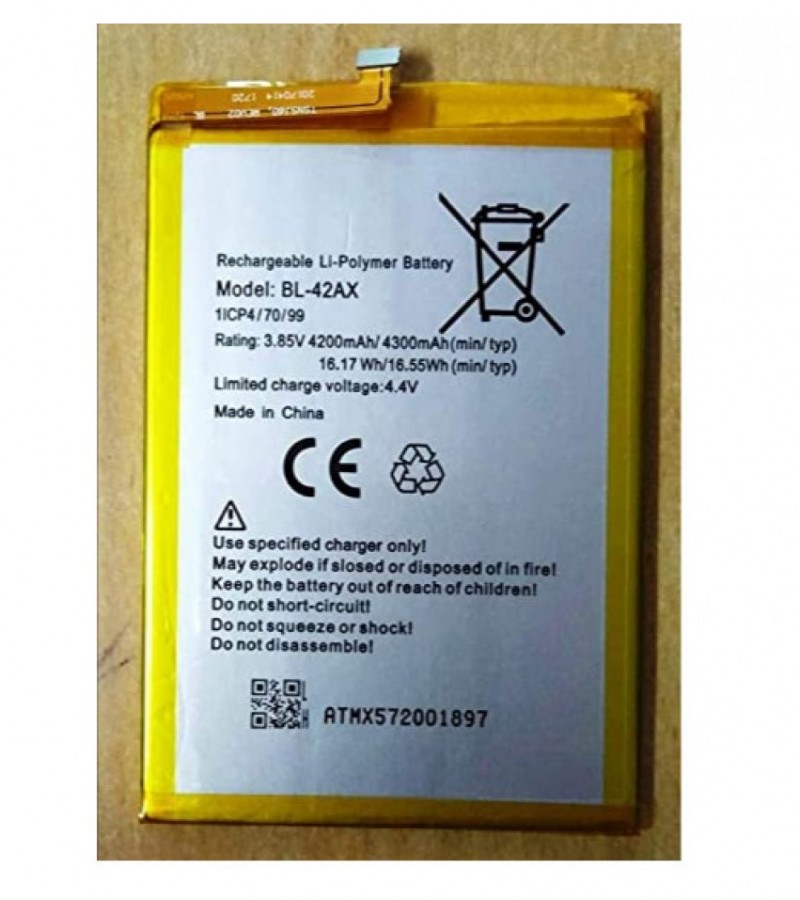 Infinix BL-42AX Battery for Note 4 X572  with 4300 mAh Capacity-Silver