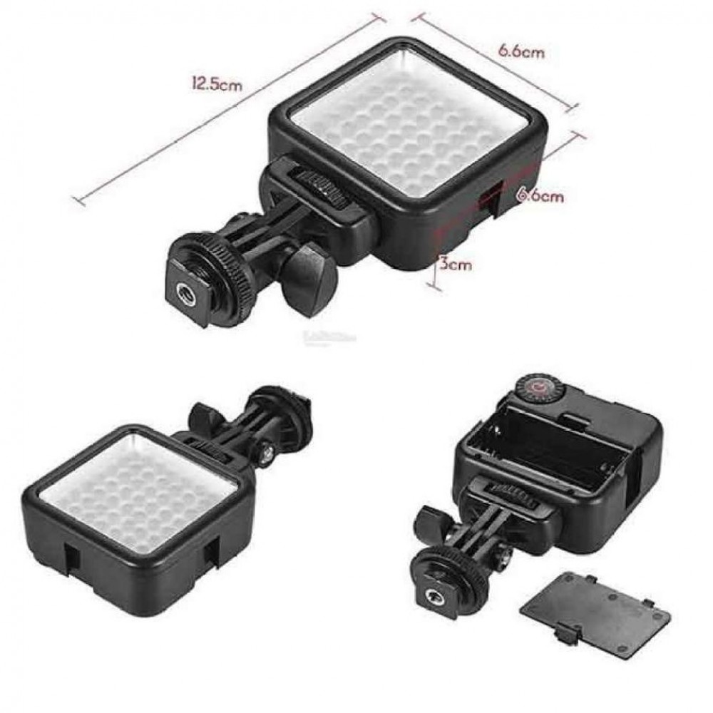 LED Video Light W49S Mini 6000K With Rotatable Mount Adapter