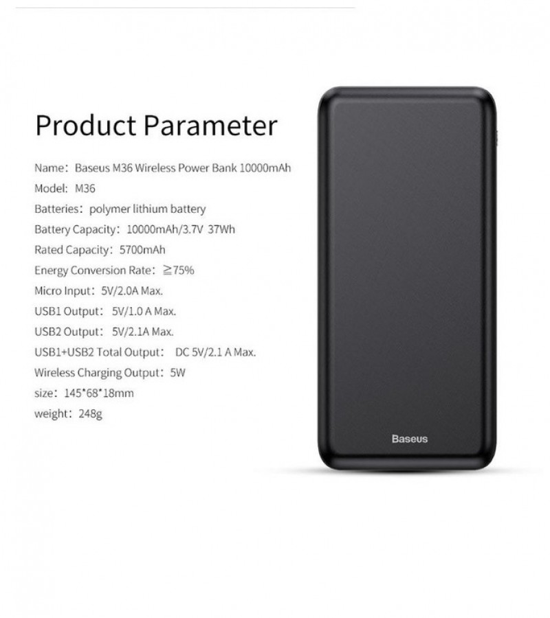 M36 Phone Wireless Charger Dual USB 10000mAh Power Bank  SG160