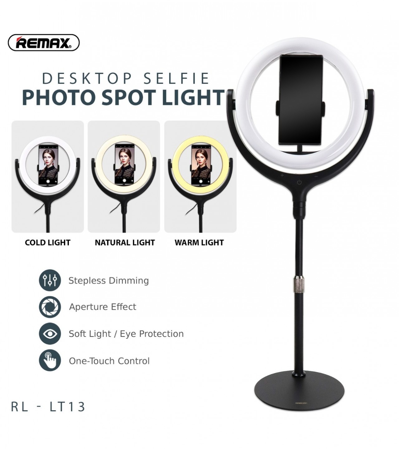 REMAX 26CM WITH STAND LIFE DESKTOP SELFI SPOT LIGHT RL-LT13