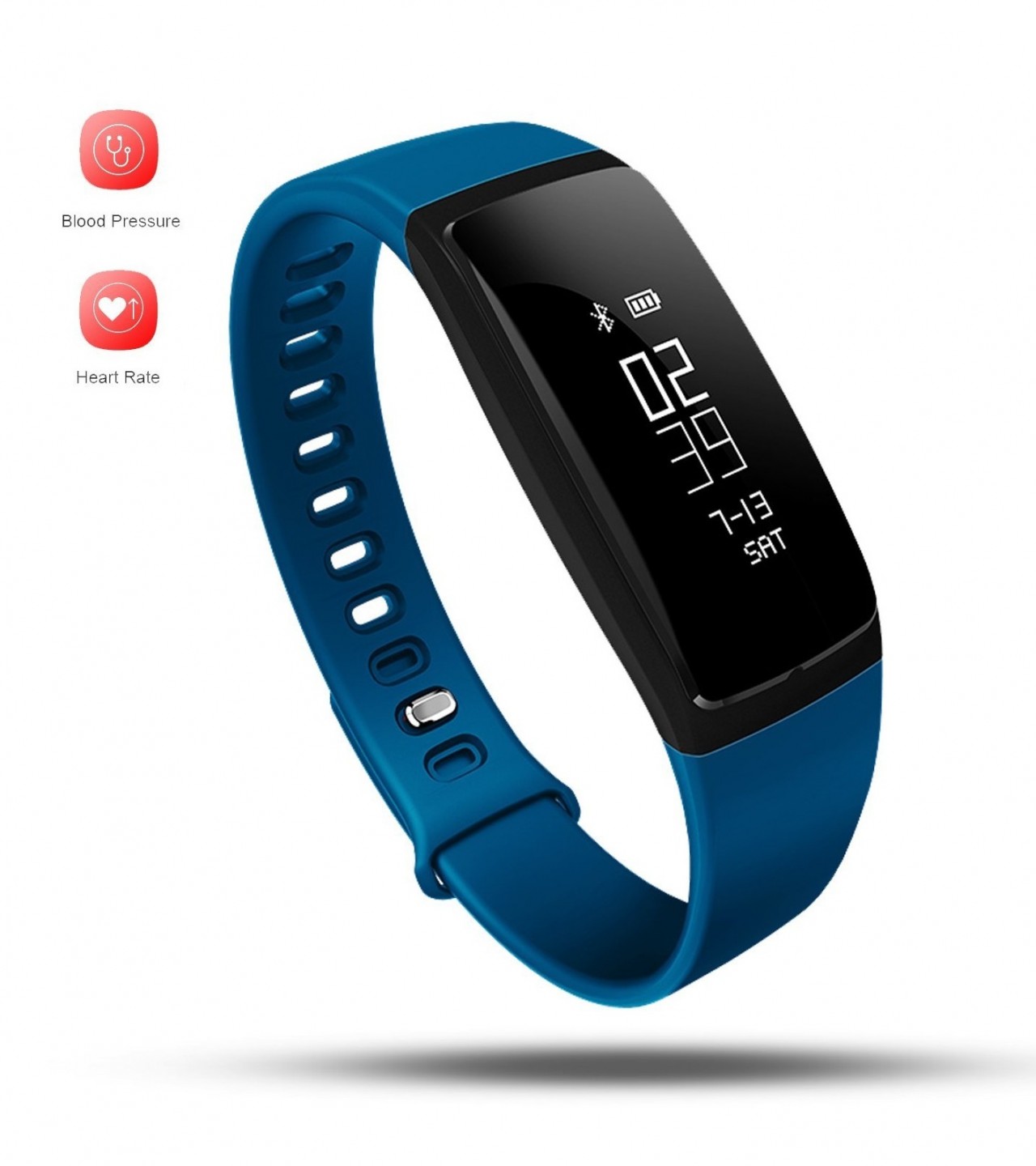 SPORTS BLOOD PRESSURE HEART RATE MONITOR V07S HEALTH BAND (Blue)