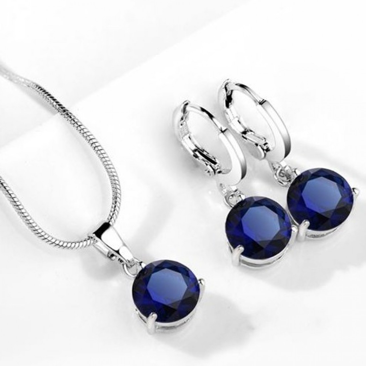 Cubic Silver Zircon Blue Pearl Jewelry 