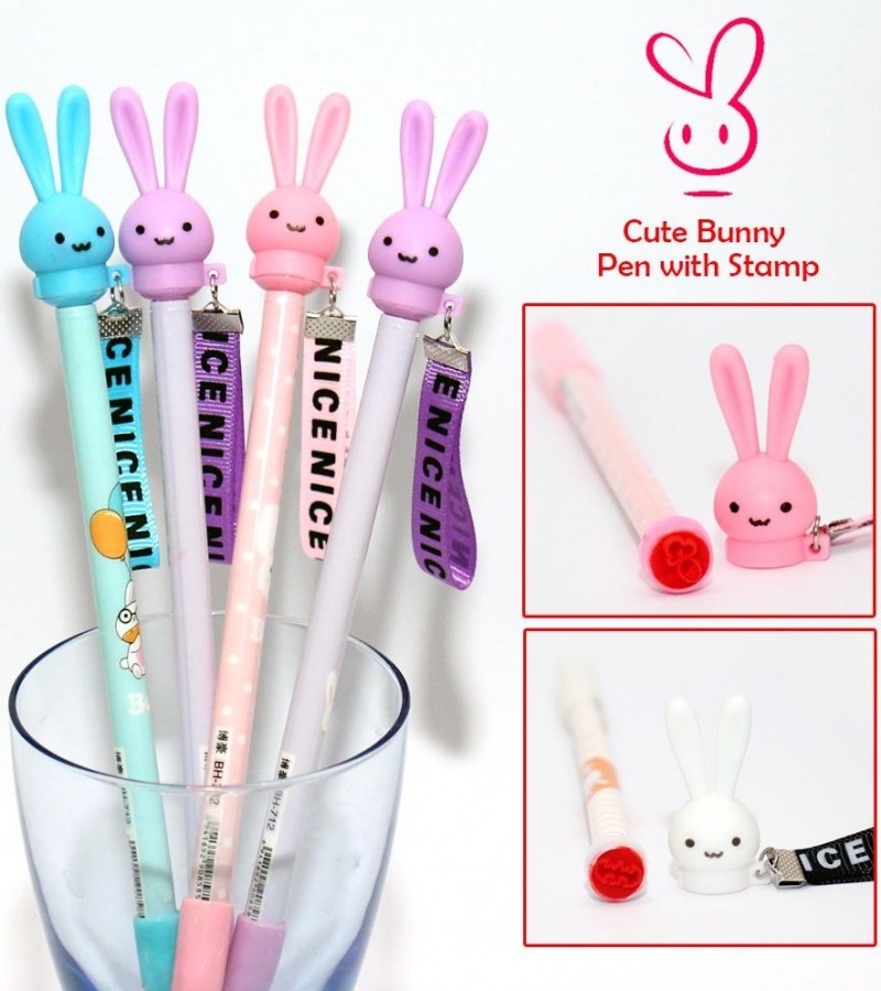 Cute Rabbit Bunny Gel Pen with Stamp for,Students,Gifts,School,Office Stationery