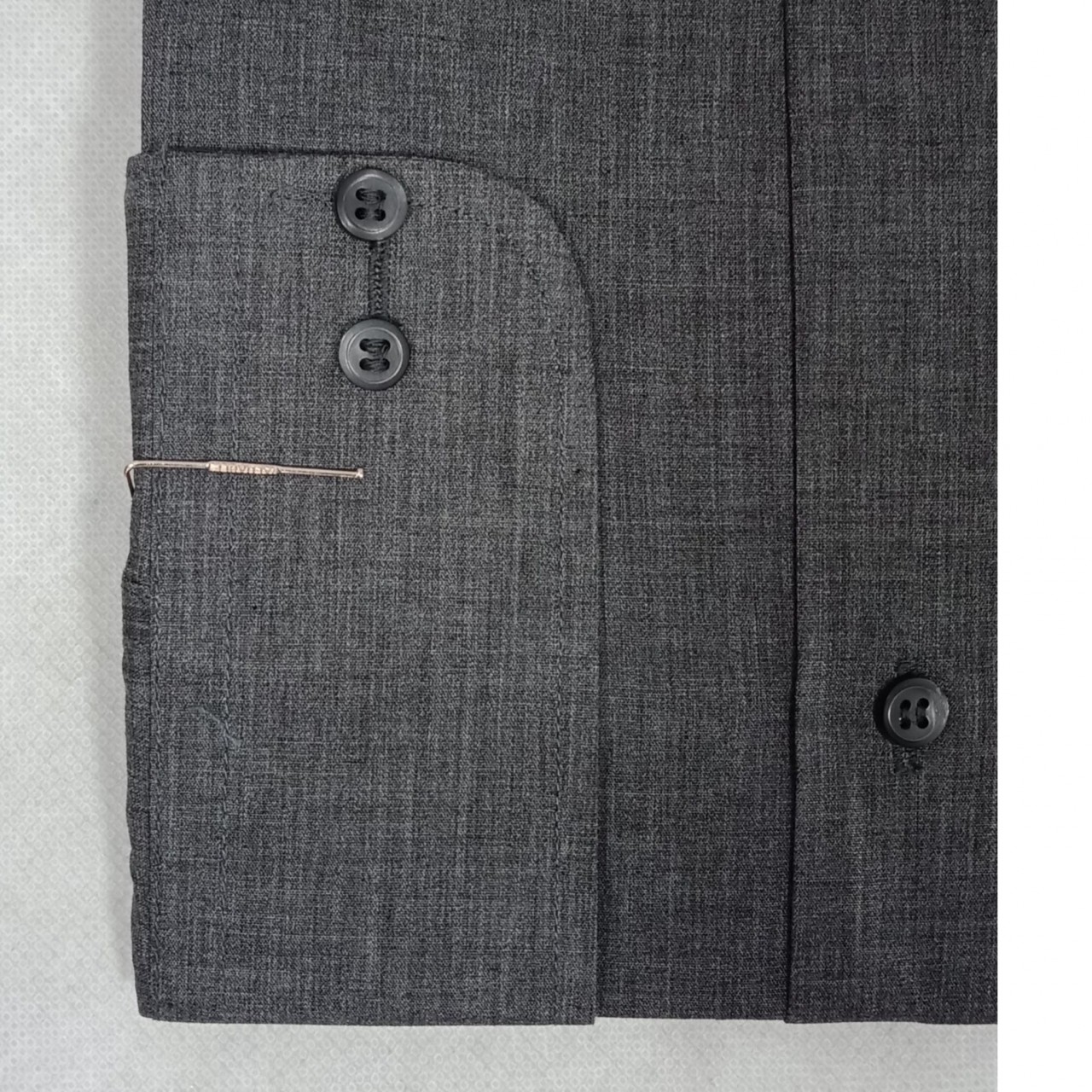 Chambray Formal Shirt For Men - Double Needle Stitching - Dark Grey