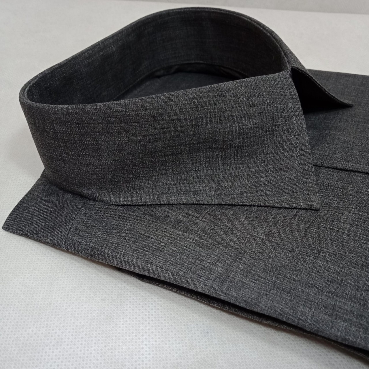 Chambray Formal Shirt For Men - Double Needle Stitching - Dark Grey