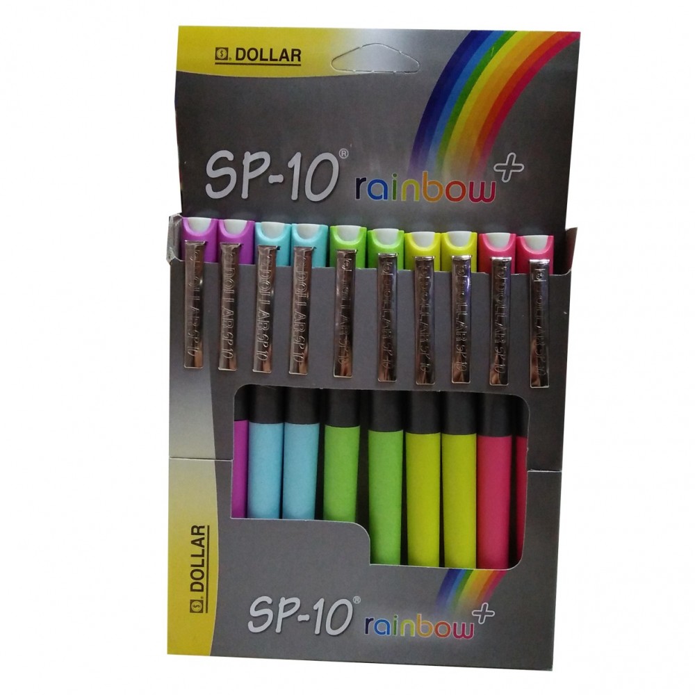 Dollar Sp-10 Rainbow Ink Pen Box For Students - 10 Pieces