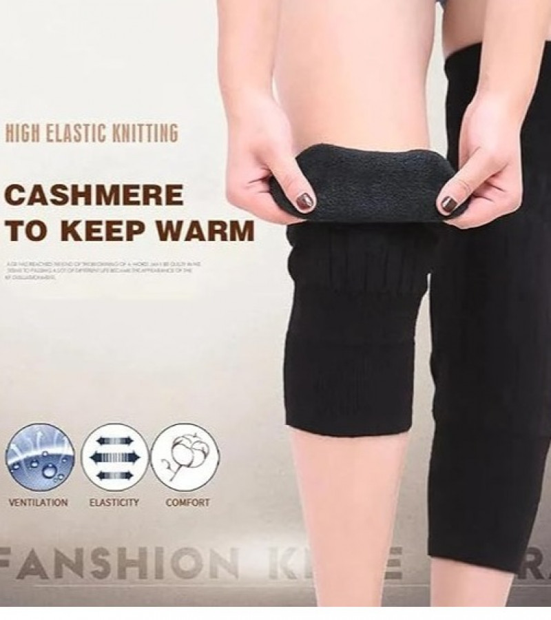 Knee Warmer - Woolen Blend Thermal Leg Warmers - 1 Pair Knee Pad - Unisex Elastic Knee Brace - Knee Pads For Men & Women - Breathable Knee Pads
