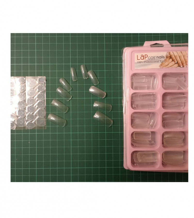 100 pcs Nails kit - Artificial Nails Kit With Tape - Square Almond Shape Nails Kit - Acrylic Nails For Girls - Nail Accessories