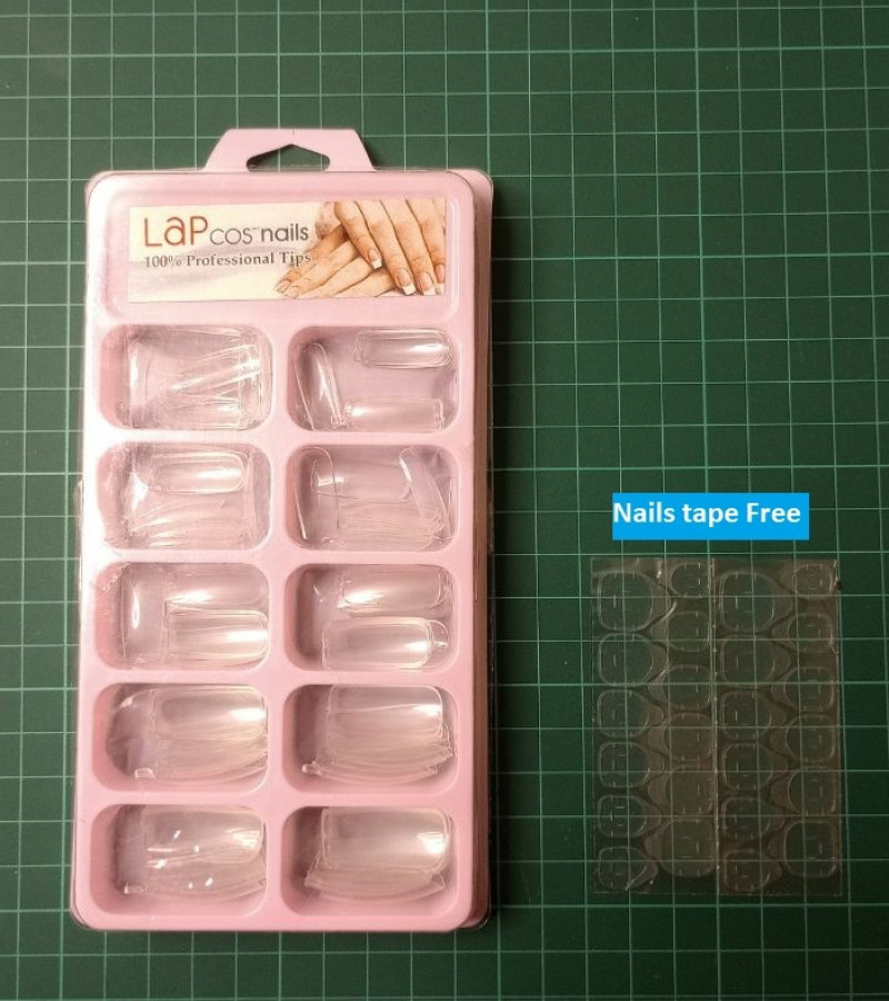 100 pcs Nails kit - Artificial Nails Kit With Tape - Square Almond Shape Nails Kit - Acrylic Nails For Girls - Nail Accessories