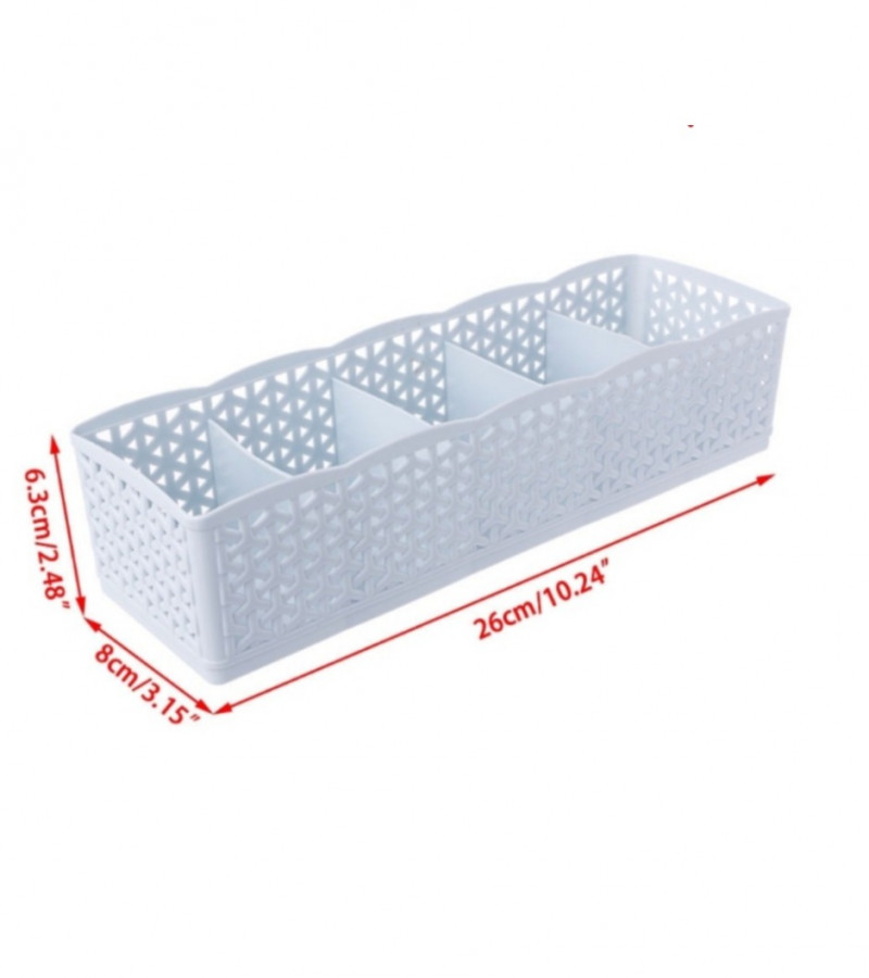 1pc 5 Grids Plastic Organizer Storage Box - Sock Organizer - Bra Organizer - Underwear Organizer - Undergarment Storage - Plastic Drawer Dividers