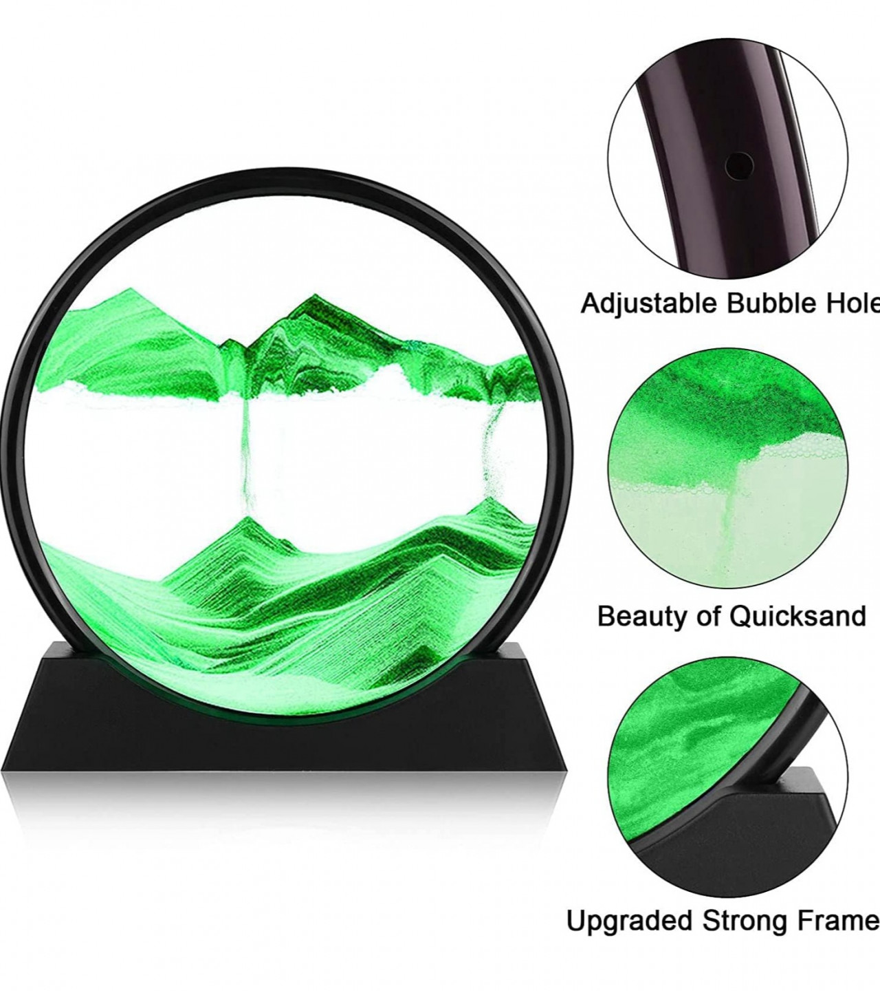 3D Moving Sand Art Desk Lamp, Sand Lamp, Flowing Sand Painting Night Light, Creative Sand Art Liquid Motion Living Room Bedroom Table Lamp,– 7inch