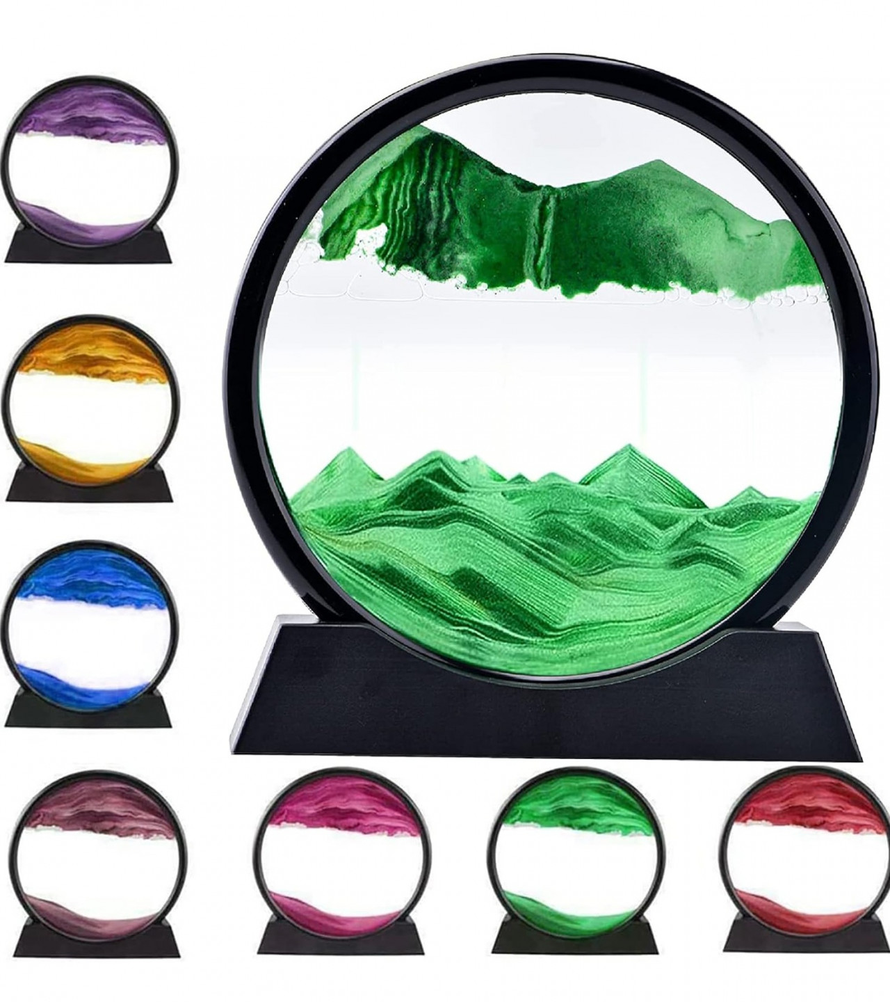 3D Moving Sand Art Desk Lamp, Sand Lamp, Flowing Sand Painting Night Light, Creative Sand Art Liquid Motion Living Room Bedroom Table Lamp,– 7inch