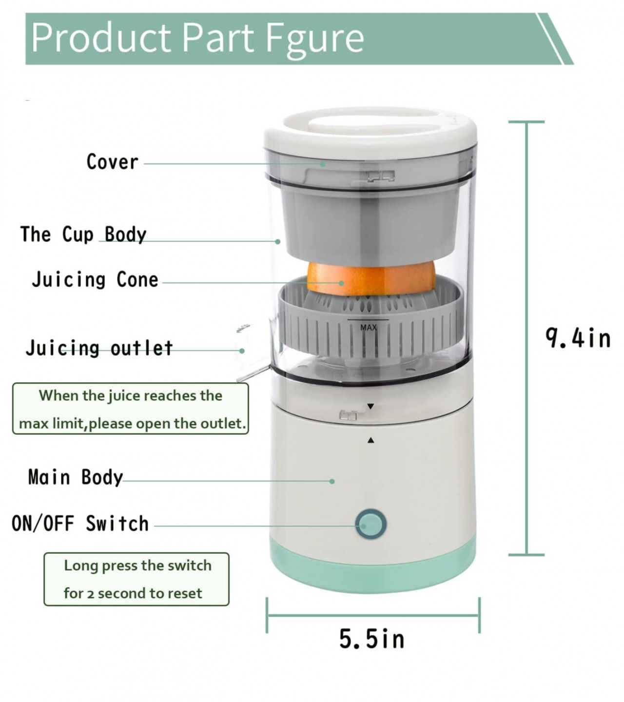 Citrus Juicer - Juicer Machine Mini - Juicer - Portable Electric Juice Maker Machine - Juice Blender Machine - Wireless USB Rechargeable Juice Blender