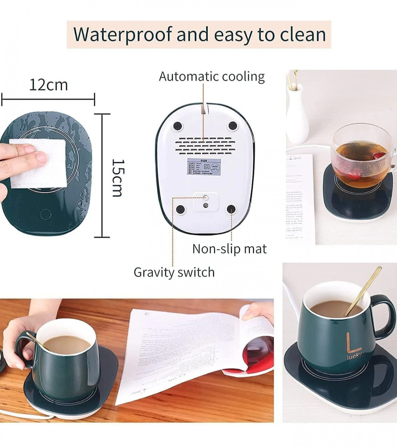 Coffee Mug Warmer - USB Electric Coffee Mug Warmer with Mug, Spoon & Lid - Coffee Set - Portable Ceramic Cup Warmer - Coffee Mugs for Girls