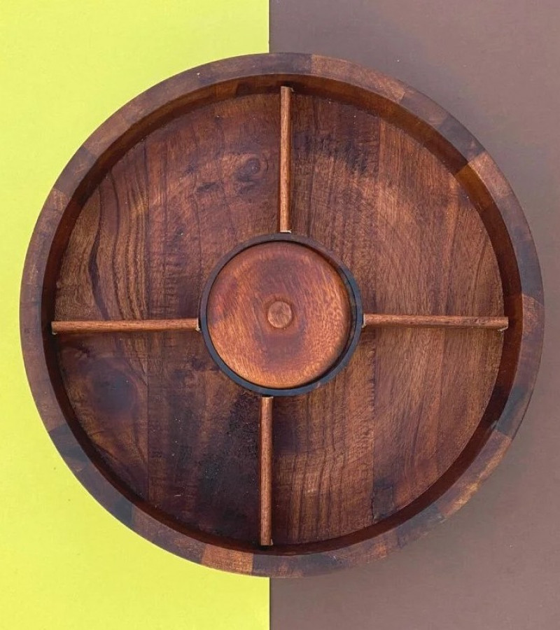 Dry Fruit Bowl - Wooden Dry Fruit Bowl with Brass Hand Work - Wooden Dry Fruit Box Round - Wooden Bowl