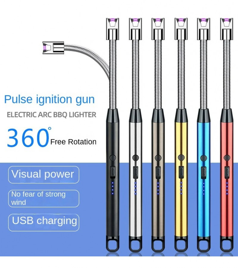 Electric Arc USB Rechargeable Flameless Arc Lighter, Windproof and Flexible, for Candles, Camping, Kitchen, Fireplaces with 360-Degree Rotation