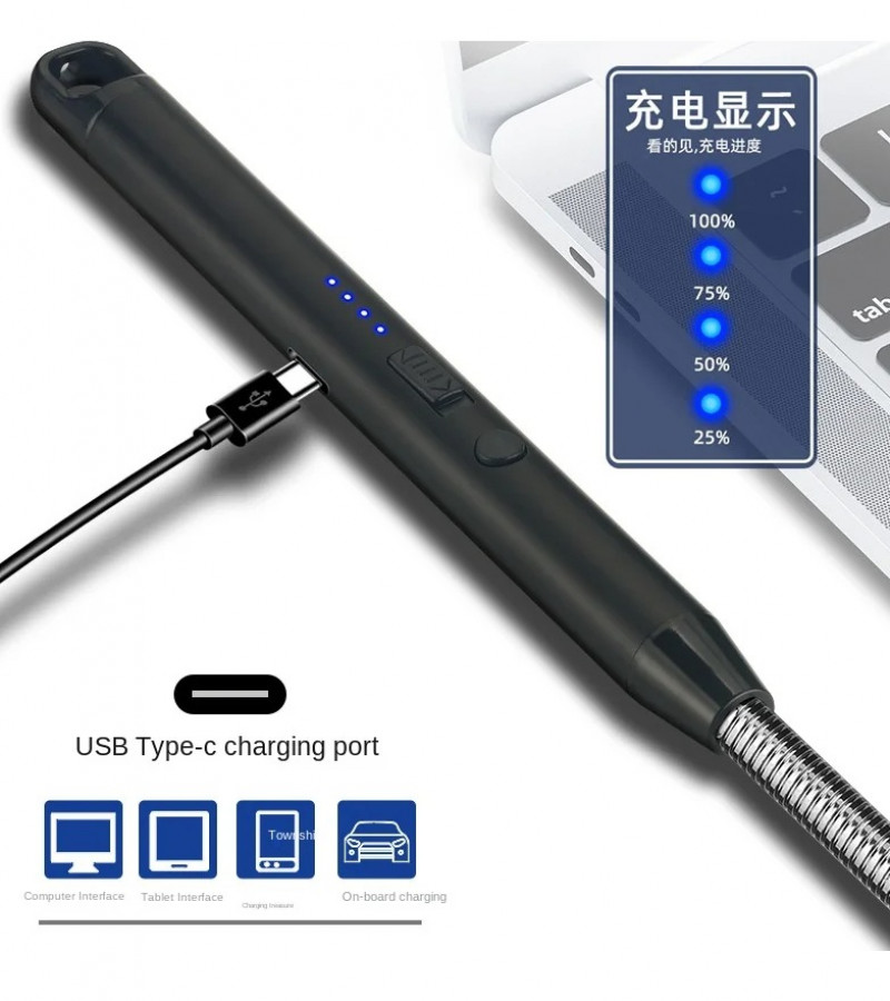 Electric Arc USB Rechargeable Flameless Arc Lighter, Windproof and Flexible, for Candles, Camping, Kitchen, Fireplaces with 360-Degree Rotation